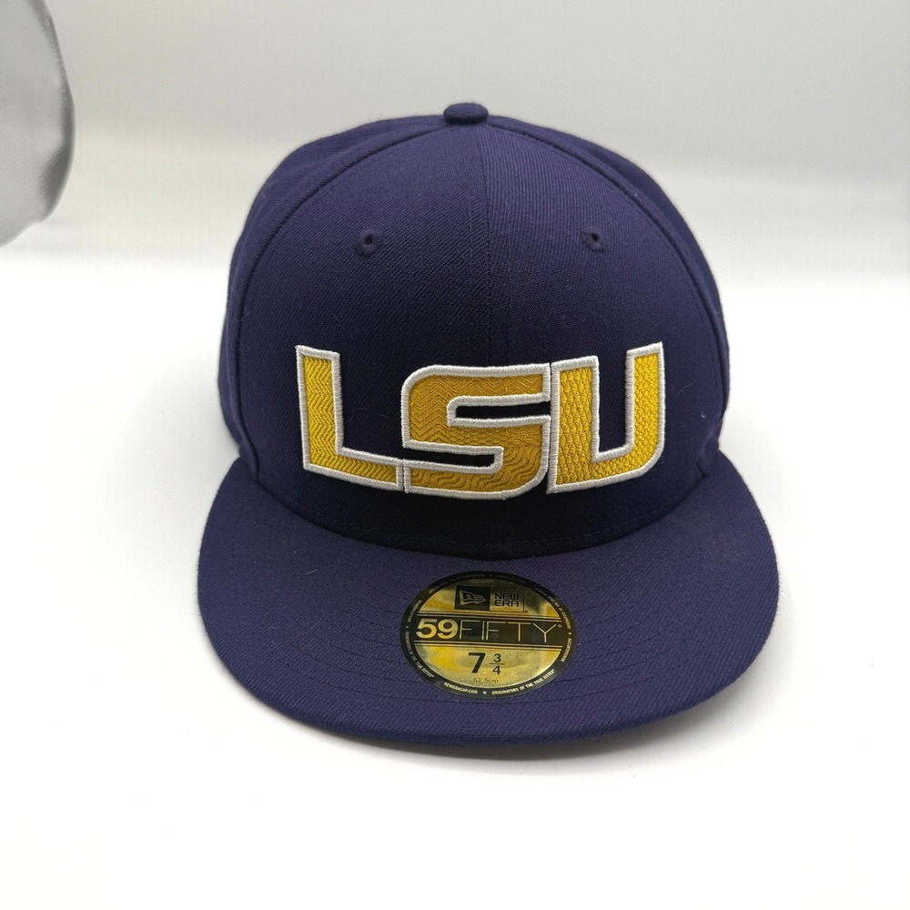 New Era LSU Tigers Hat Mens 7 3/4 Purple Fitted 59FIFTY NCAA Baseball Cap